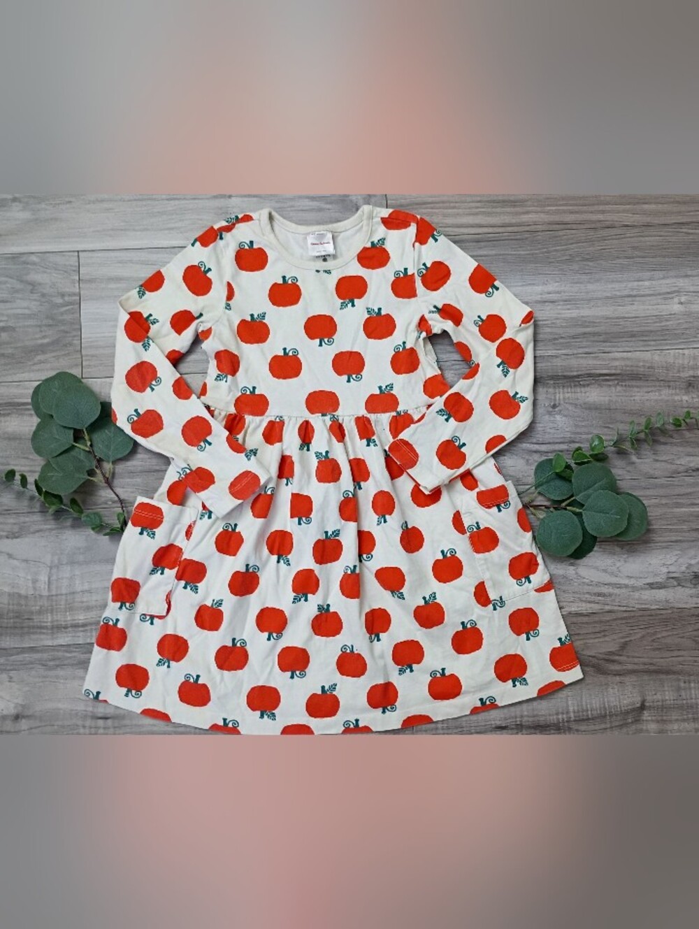 Hanna Andersson White Dress with Orange Pumpkin Print